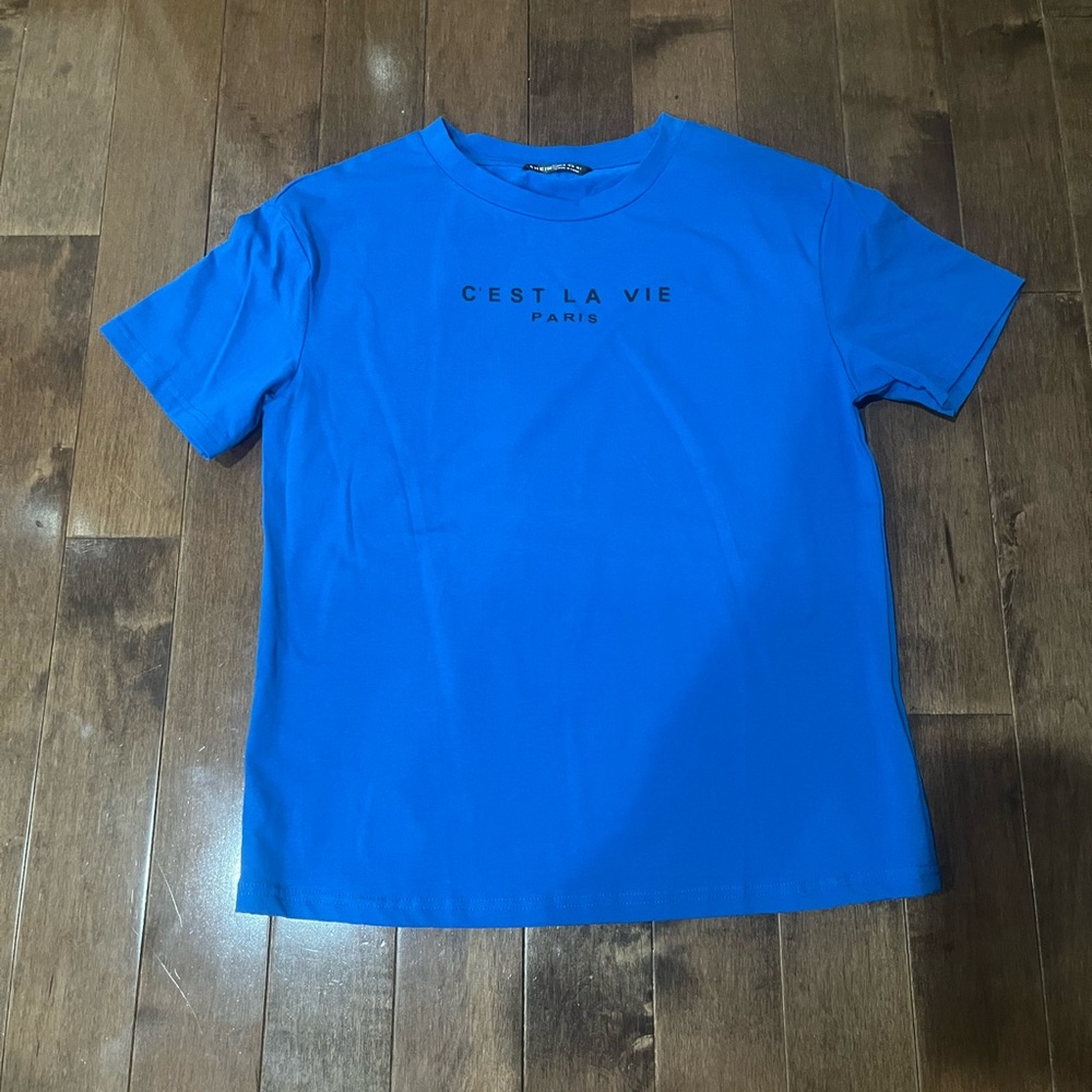 drop shoulder slogan graphic tee